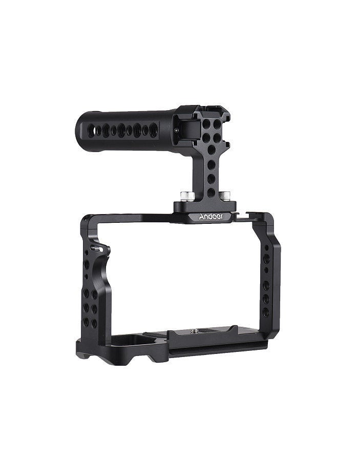 Andoer Camera Cage + Top Handle Kit Aluminum Alloy Camera Video Cage with Cold Shoe Mounts Numerous 1/4 Inch Threads Replacement for Sony A7C Camera