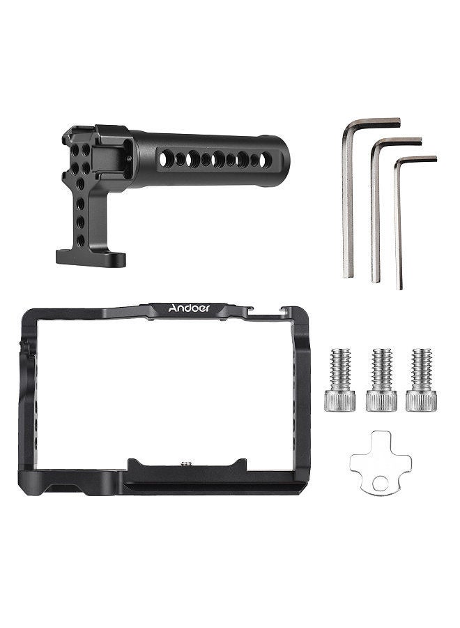 Andoer Camera Cage + Top Handle Kit Aluminum Alloy Camera Video Cage with Cold Shoe Mounts Numerous 1/4 Inch Threads Replacement for Sony A7C Camera