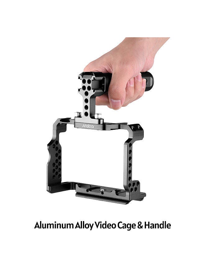 Andoer Aluminum Alloy Camera Cage Kit with Video Rig Top Handle Grip Replacement for Sony A7R III/ A7 II/ A7III