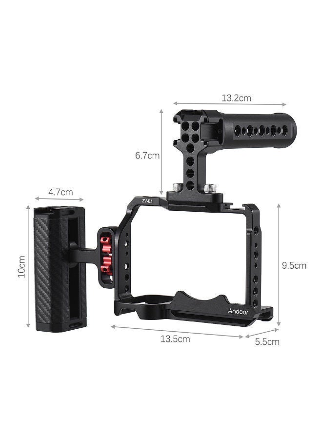 Andoer Camera Video Cage + Top Handle + Side Hand Grip Kit Aluminum Alloy Camera Video Cage with Cold Shoe Mounts Numerous 1/4 Inch Threads Replacement for Sony ZV-E1 Camera