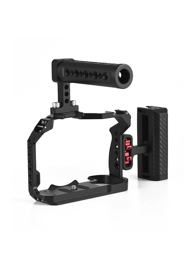 Andoer Camera Cage + Top Handle + Side Grip Kit Aluminum Alloy Video Cage with Cold Shoe Mount Numerous 1/4 Inch Threads Replacement for Canon R7 Camera