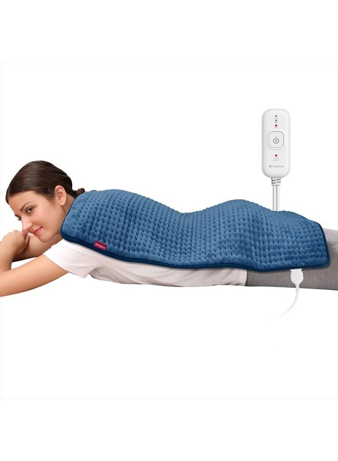 Heating Pad for Back Pain Relief - FSA HSA Eligible Extra Large Heating Pad XXL, Fathers Day Dad Gifts, Birthday Gifts for Women, 17''x 33'' King Size Electric Heating Pad for Cramps (Blue)
