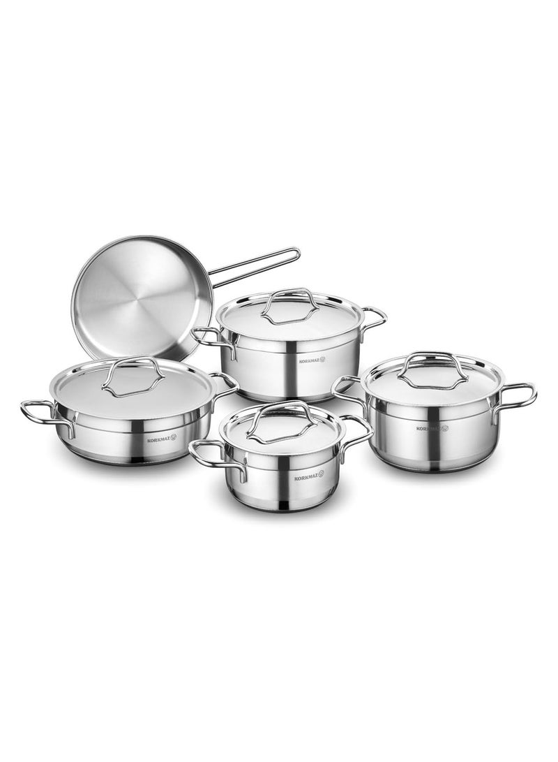 9 Pieces Stainless Steel Cookware Set, Induction Base Cookware Pots