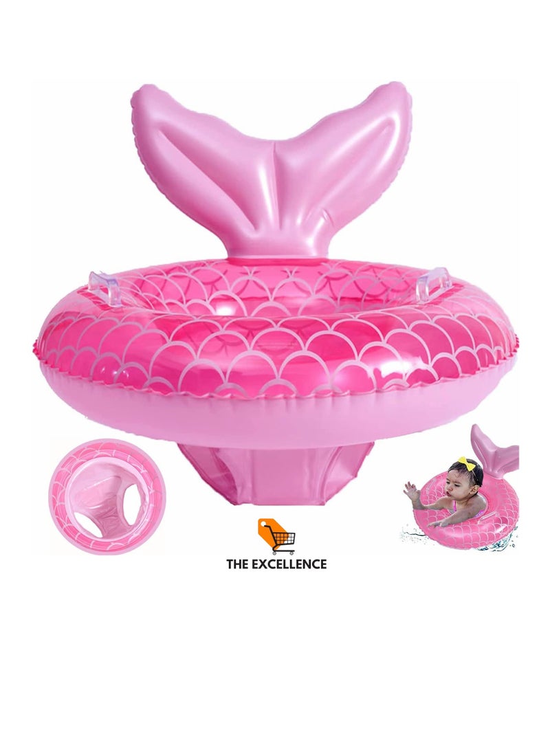 Baby Swimming Float, Inflatable Baby Swim Ring with Seat, Swim Trainer for Infants and Toddlers, Children Waist Float Ring, pink