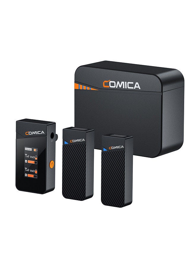 COMICA Vimo C3 Wireless Microphone System with 1 Receiver & 2 Microphones 200M Transmission Range 4 Level Adjustable Speed