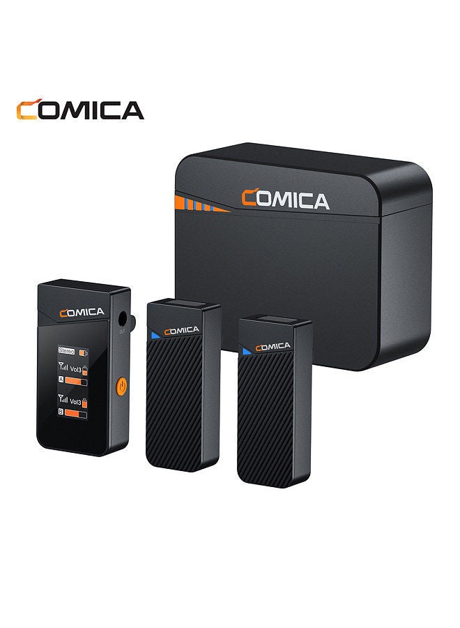 COMICA Vimo C3 Wireless Microphone System with 1 Receiver & 2 Microphones 200M Transmission Range 4 Level Adjustable Speed