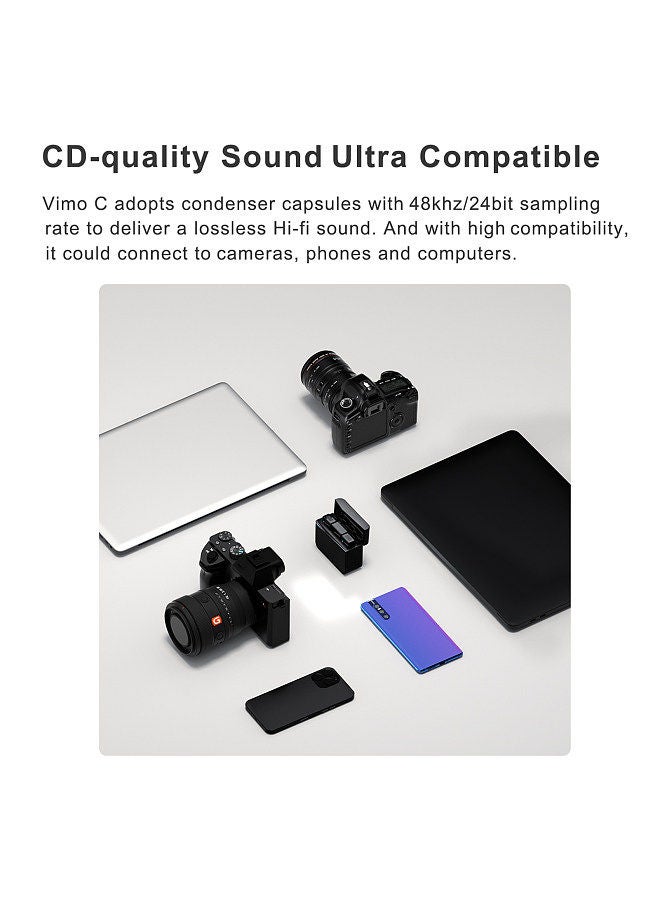 COMICA Vimo C2 Wireless Microphone System with 1 Receiver & 2 Microphones 200M Transmission Range 4 Level Adjustable Speed