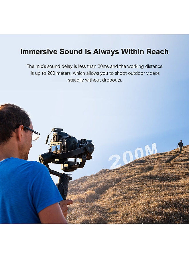 COMICA Vimo C2 Wireless Microphone System with 1 Receiver & 2 Microphones 200M Transmission Range 4 Level Adjustable Speed