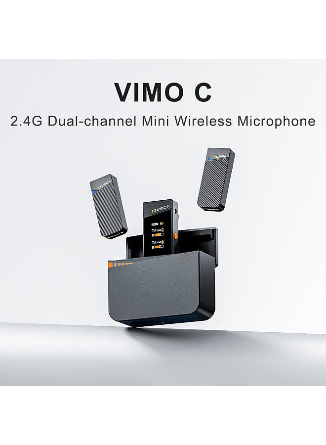 COMICA Vimo C2 Wireless Microphone System with 1 Receiver & 2 Microphones 200M Transmission Range 4 Level Adjustable Speed