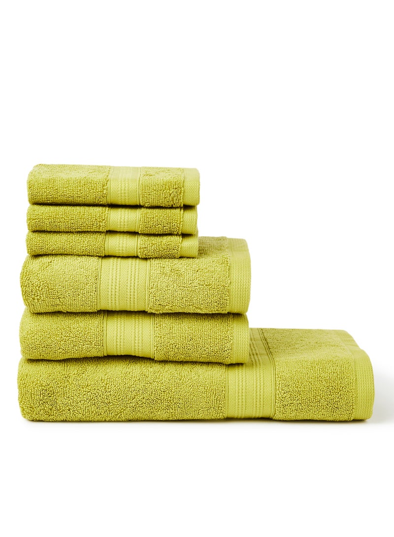 6-Pieces Towel Set Fancy Border Green 70X140cm