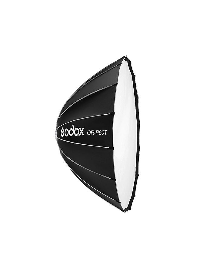 Godox QR-P60T 60cm/23.6in Quick Release Parabolic Softbox Professional Foldable Softbox with Standard Bowen Mount & Diffusers for Photography Studio Photography Portrait Live Stream