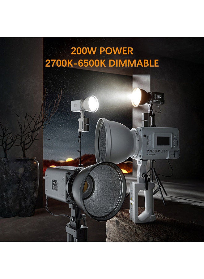 YONGNUO YNLUX200 Bi-Color Handheld LED Video Light 200W High Power Photography Light 2600K-6500K Dimmable
