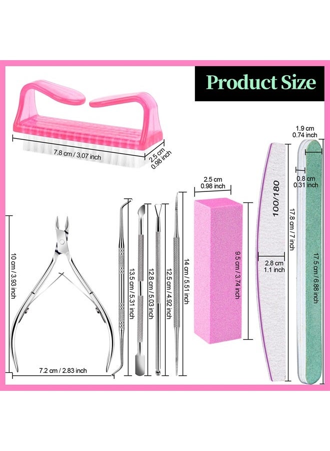 FANDAMEI Nail Care Tool Kit, Nail Files 100/180, Nail Buffer Block, Cuticle Nippers, Cuticle Trimmer, Cuticle Pusher, Nail Lifter for Ingrown Toenails, Nail Tools, Nail Kit, Pedicure & Manicure Tools