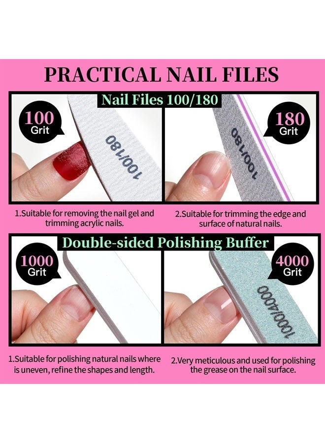 FANDAMEI Nail Care Tool Kit, Nail Files 100/180, Nail Buffer Block, Cuticle Nippers, Cuticle Trimmer, Cuticle Pusher, Nail Lifter for Ingrown Toenails, Nail Tools, Nail Kit, Pedicure & Manicure Tools