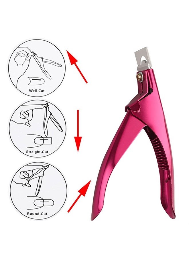 Professional Acrylic False Nail Clippers for Acrylic Nails, Rose Red Nail Tip Cutter Nail Manicure Tool for Salon Home Nail Art