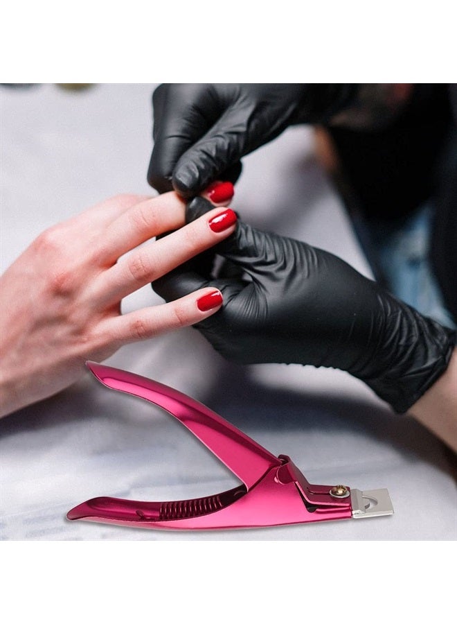 Professional Acrylic False Nail Clippers for Acrylic Nails, Rose Red Nail Tip Cutter Nail Manicure Tool for Salon Home Nail Art