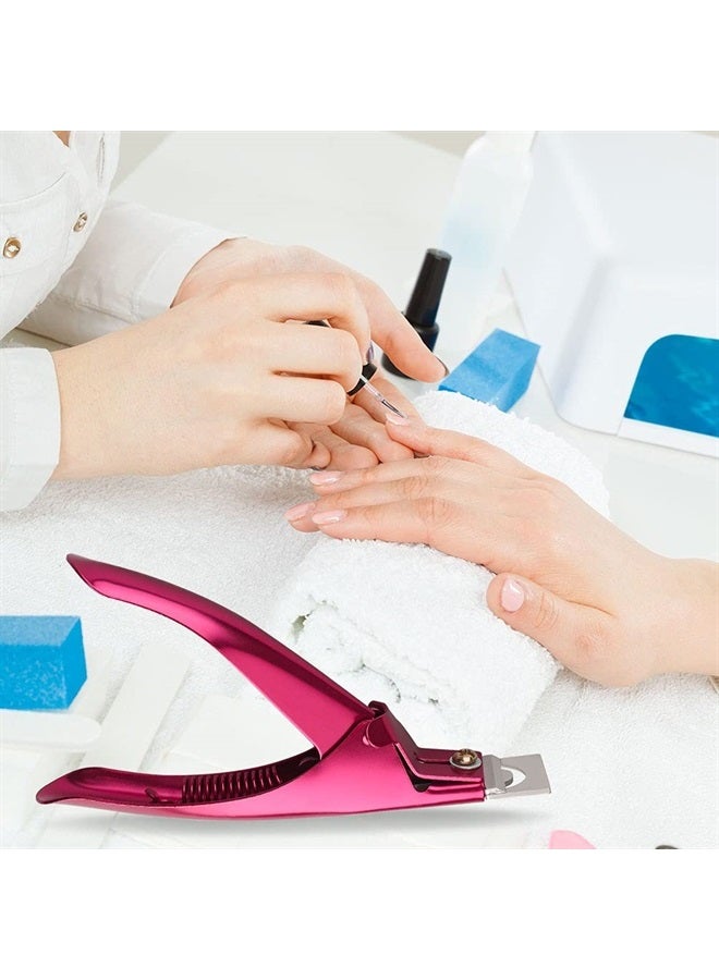 Professional Acrylic False Nail Clippers for Acrylic Nails, Rose Red Nail Tip Cutter Nail Manicure Tool for Salon Home Nail Art