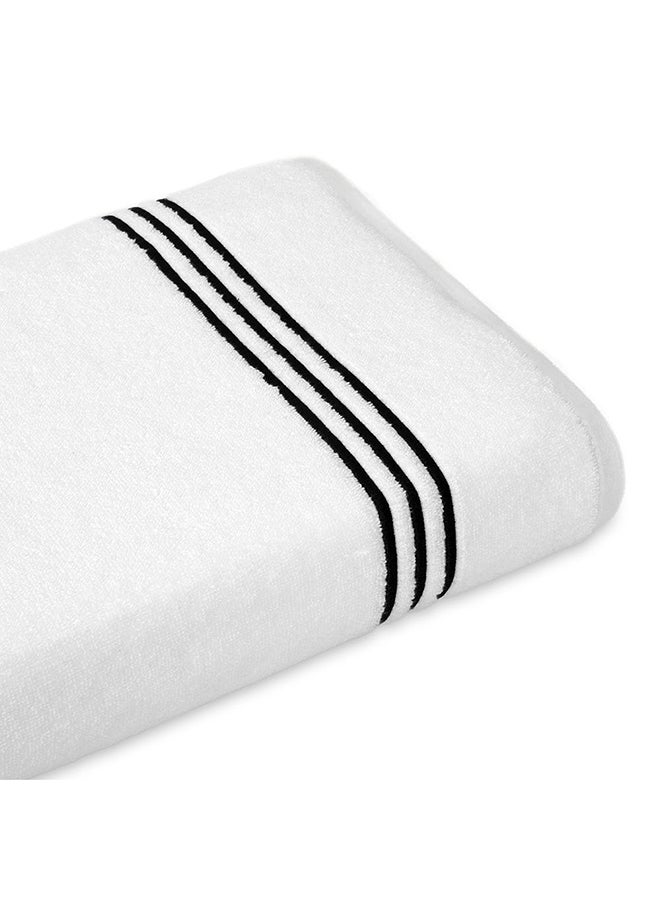 Hotel Embroidery Bath Sheet, White & Black - 500 GSM, 165x85 cm