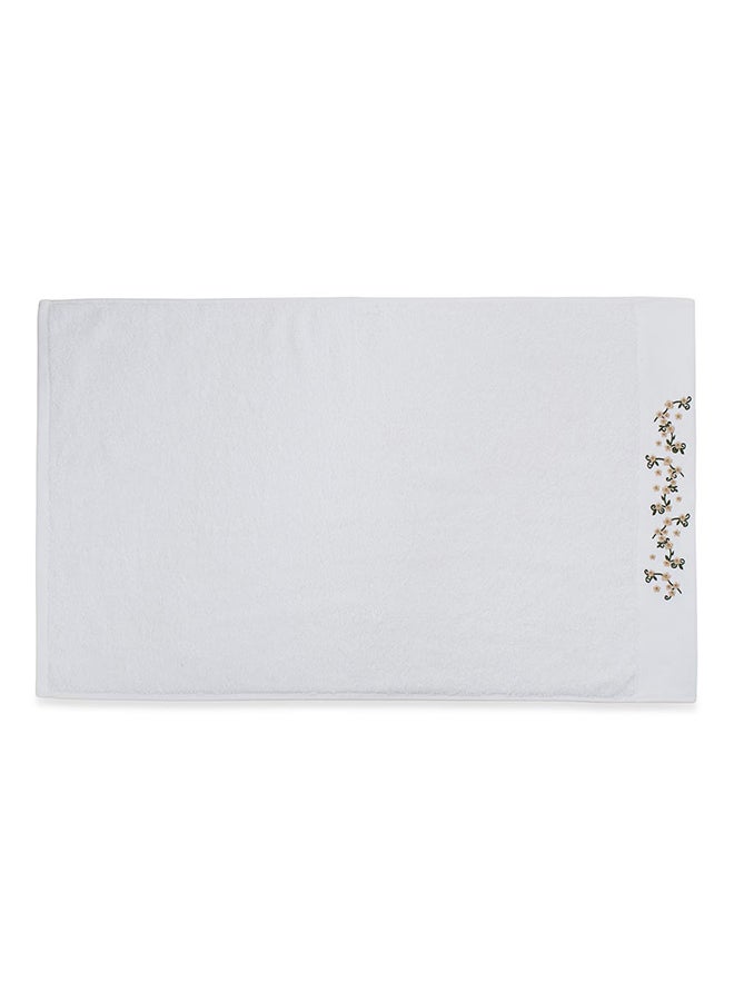 Liza Embroidered Bath Towel, White - 500 GSM, 70x140 cm