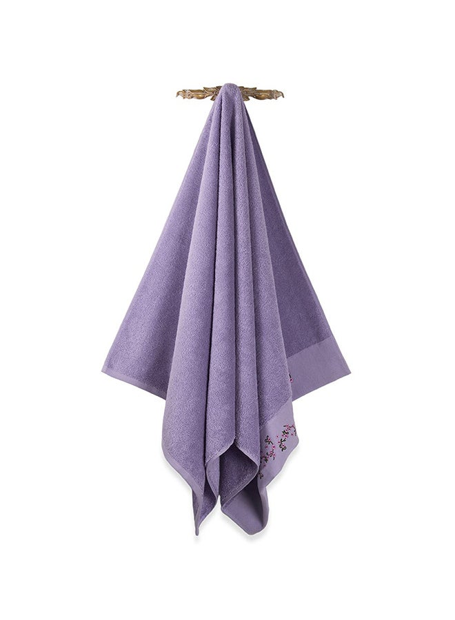 Liza Embroidered Bath Towel, Lavender - 500 GSM, 70x140 cm