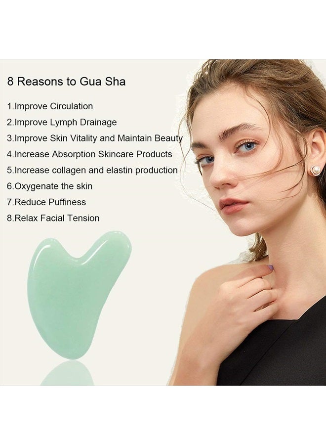 Gua Sha, Jade Stone Gua Sha Massage Tool, Guasha Tool for Face and Body Skin Massage. Gua Sha Set for Toxins Prevents Wrinkles for SPA Acupuncture, Therapy Trigger Point Treatment.