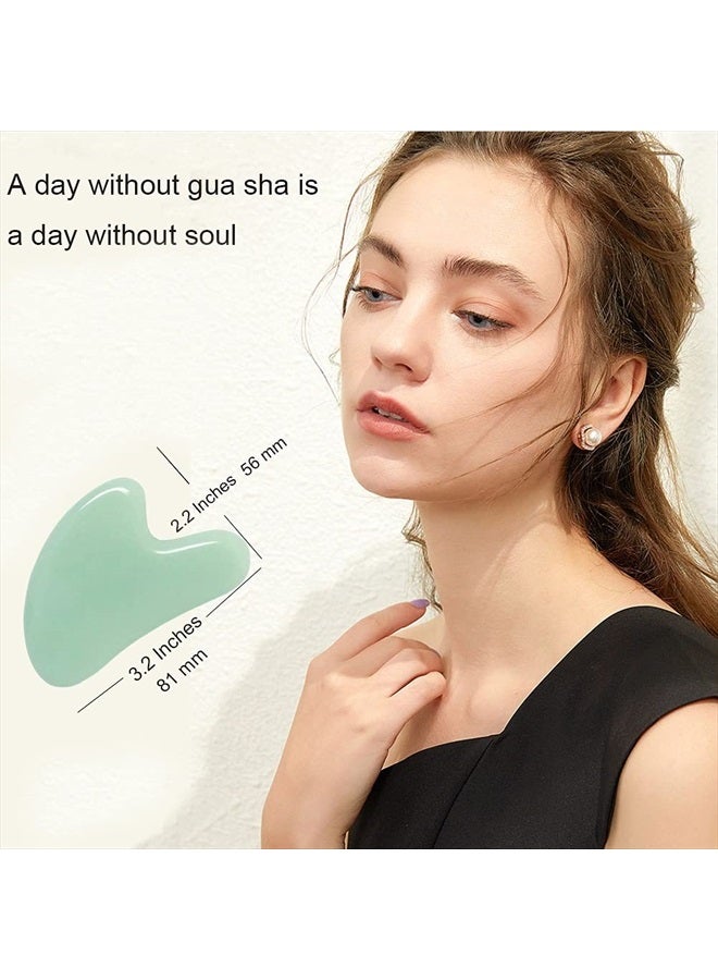 Gua Sha, Jade Stone Gua Sha Massage Tool, Guasha Tool for Face and Body Skin Massage. Gua Sha Set for Toxins Prevents Wrinkles for SPA Acupuncture, Therapy Trigger Point Treatment.