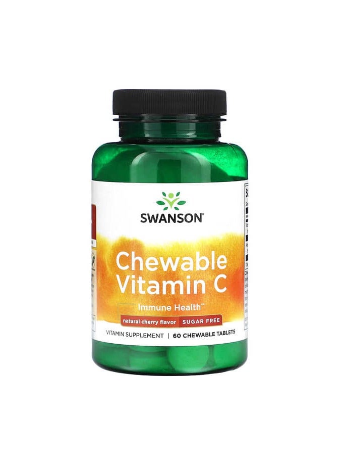 Chewable Vitamin C, Sugar Free, Natural Cherry, 60 Chewable Tablets