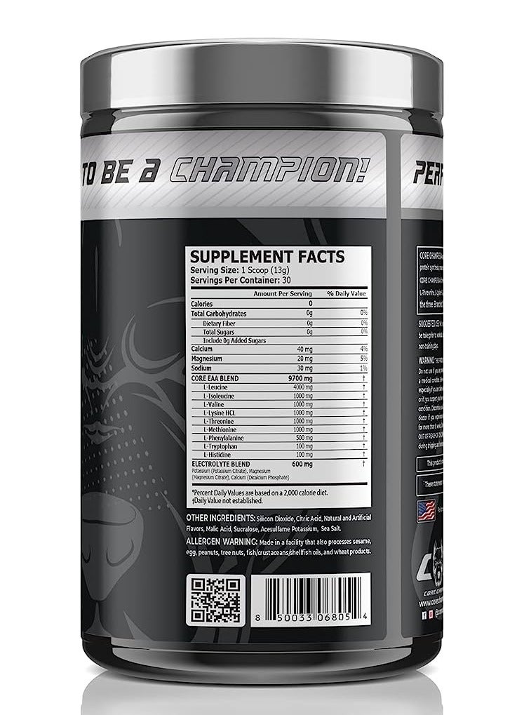 Core Champs EAA Essential Amino Acids, 405 grams, Lemon Lime flavor - 30 Servings