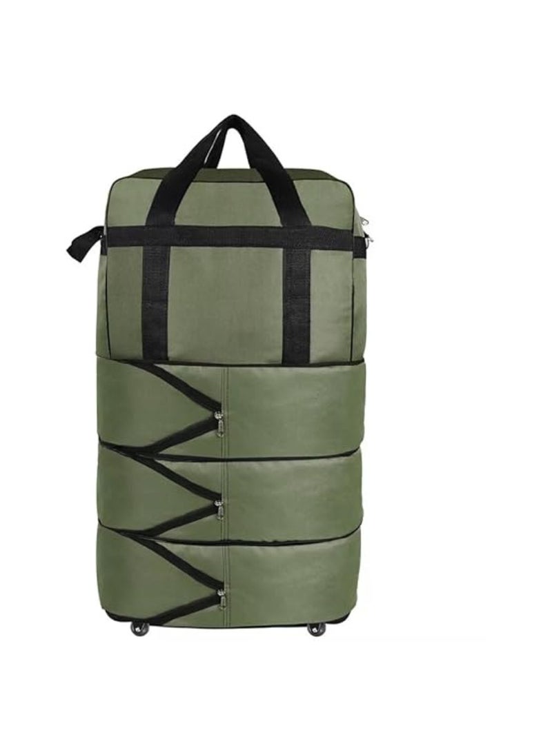 Travel Bag Luggage Trolley Bag Expandable Rolling Duffle Bag 3 Layers Space 5 Wheels Luggage Bag Foldable Suitcase For Multipurpose Use For Unisex 100HX50LX30W Green