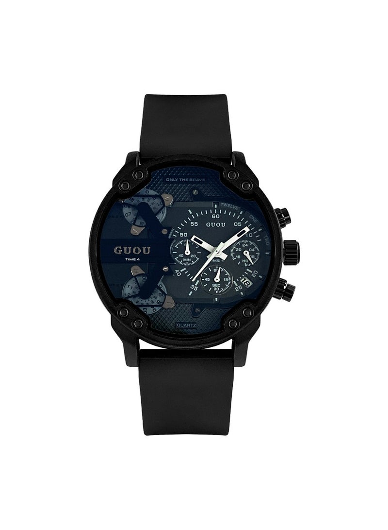 Temperament Unisex Style Quartz Watch Multifunctional Handsome Silicone Strap Wristwatch