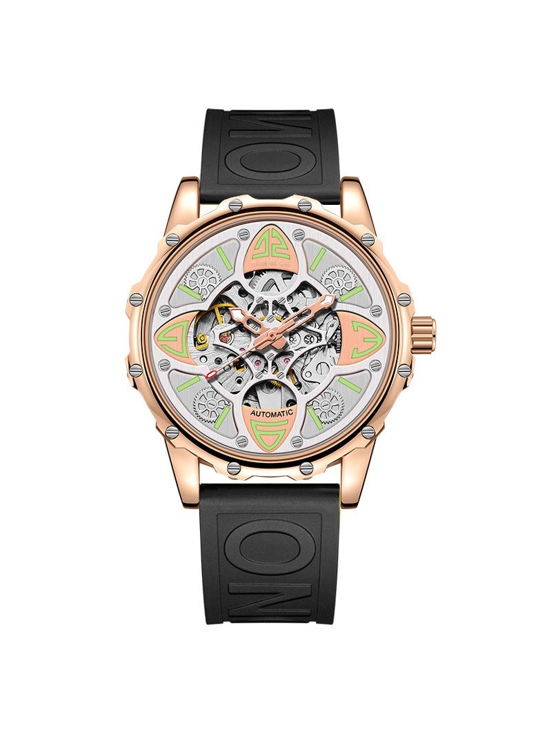 Clover Automatic Skeleton Trend Waterproof Wormhole Concept Pure Mechanical Watch