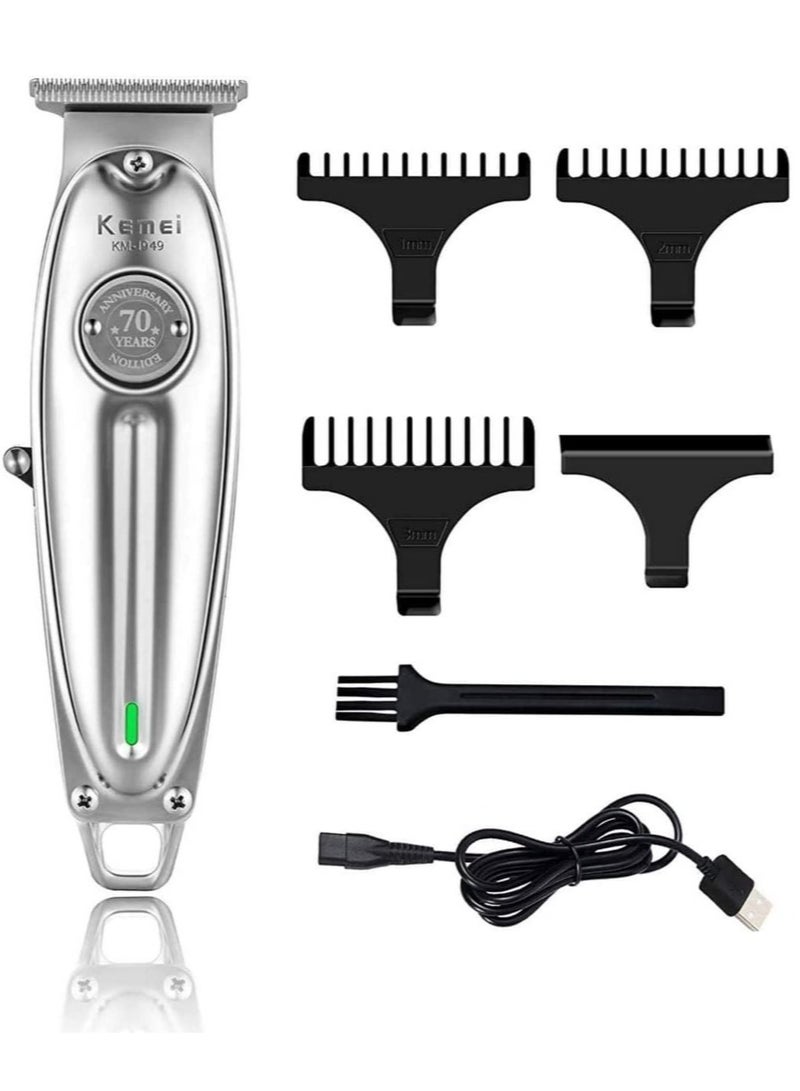 Kemei Original KM-1949 Professional Rechargeable and Cordless Hair Clipper Runtime: 120 min Trimmer for Men (Silver)