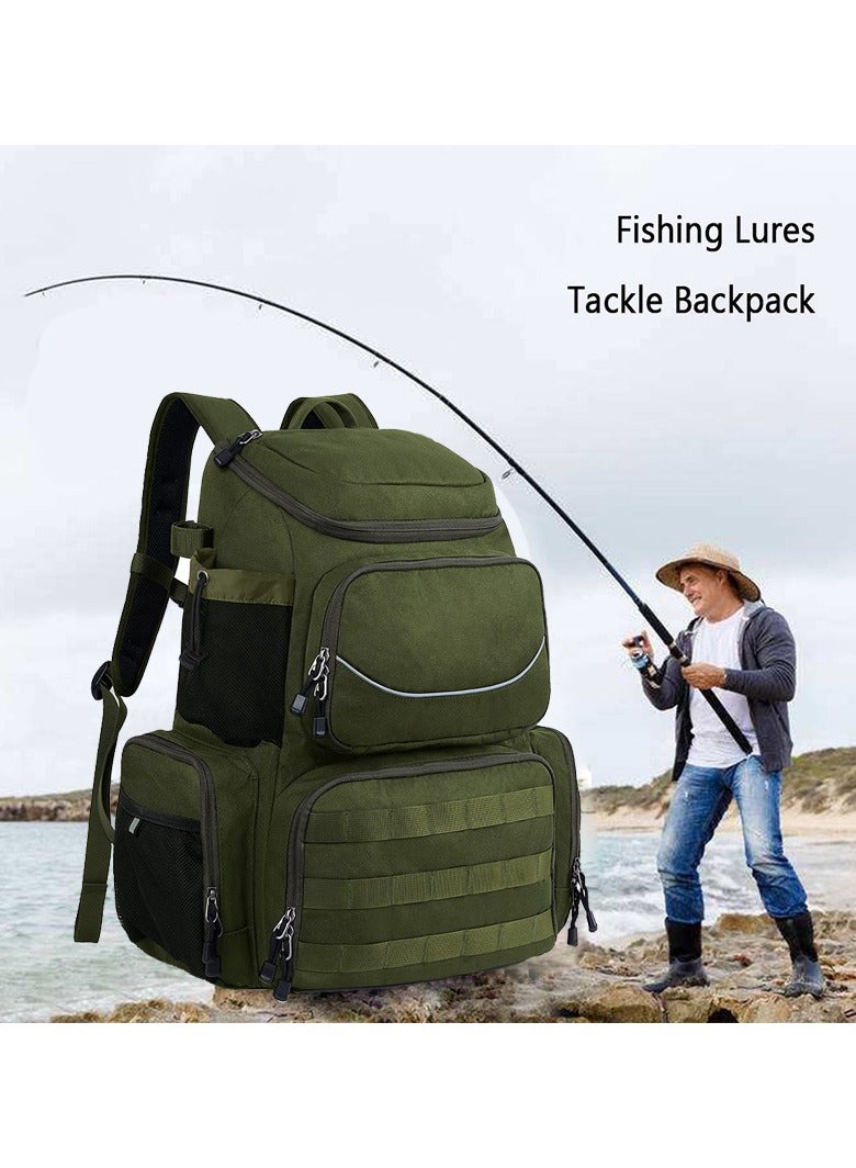 1-Piece 40L Fishing Tackle Bag Backpack,Fishing Lures Bait Box Storage Bag,Dry and Wet Separation Multi Space Outdoor Sports Backpac,Colour Green