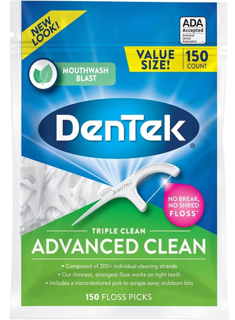 Den Tek Triple Clean Advanced Clean Floss Picks 150 Count
