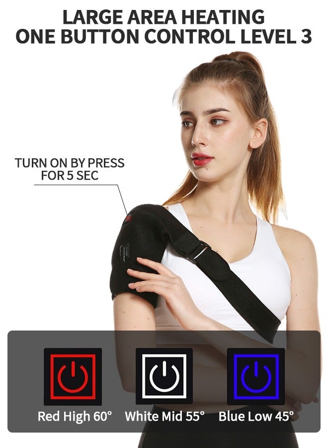 Heated Shoulder Brace Wrap,Shoulder Pads 3 Heating Setting Infrared Shoulder Wrap with Hot Cold Therapy for Rotator Cuff, Frozen Shoulder,Relax Muscle Pain Relief Shoulder Compression Sleeve