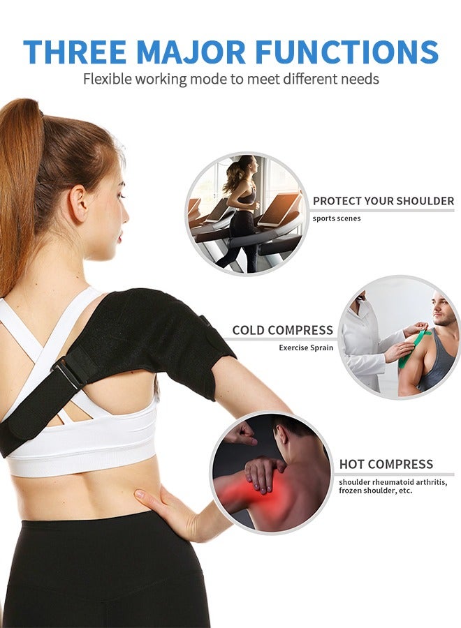 Heated Shoulder Brace Wrap,Shoulder Pads 3 Heating Setting Infrared Shoulder Wrap with Hot Cold Therapy for Rotator Cuff, Frozen Shoulder,Relax Muscle Pain Relief Shoulder Compression Sleeve