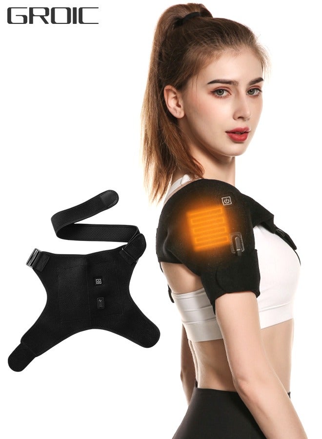 Heated Shoulder Brace Wrap,Shoulder Pads 3 Heating Setting Infrared Shoulder Wrap with Hot Cold Therapy for Rotator Cuff, Frozen Shoulder,Relax Muscle Pain Relief Shoulder Compression Sleeve