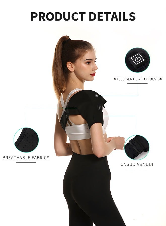 Heated Shoulder Brace Wrap,Shoulder Pads 3 Heating Setting Infrared Shoulder Wrap with Hot Cold Therapy for Rotator Cuff, Frozen Shoulder,Relax Muscle Pain Relief Shoulder Compression Sleeve