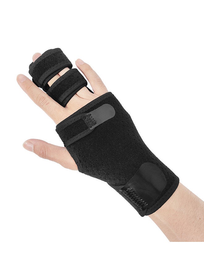 Finger Guards with Removable Splint Finger Support Brace Two or Three Fingers Stabilizer Adjustable Full Finger or Hand Brace for Home Work Sleep Pain Relief Right Hand
