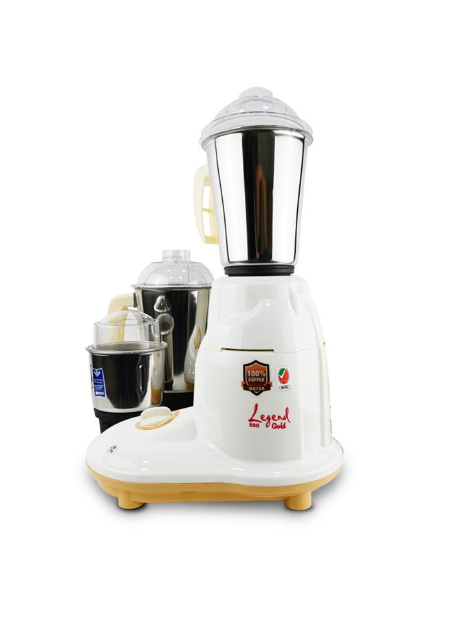 3-in-1 Multifunctional Mixer Grinder with 3 Jars Set: Blender, Wet & Dry Grinder, and a Chutney Jar Years Warranty 550W