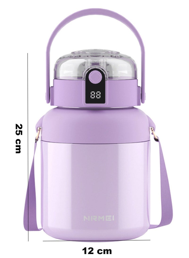 316 Stainless Steel Insulated Water Bottle Internet Celebrity Big Belly Water Bottle Portable Straw Insulated Kettle 1200 ml Pink