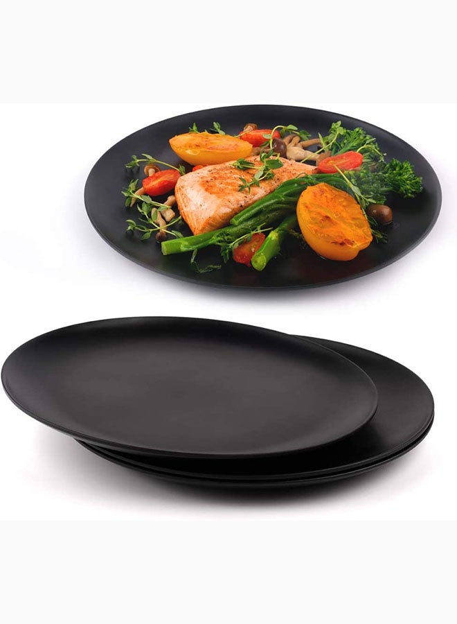 Black Dinner Plates Set Of 4 Kitchen Plates Matte Black Plates Modern Dinner Plates Dishwasher Safe Plates Unbreakable Dinnerware Bamboo Fiber 10 Inch Lightweight Sustainable Microwavable