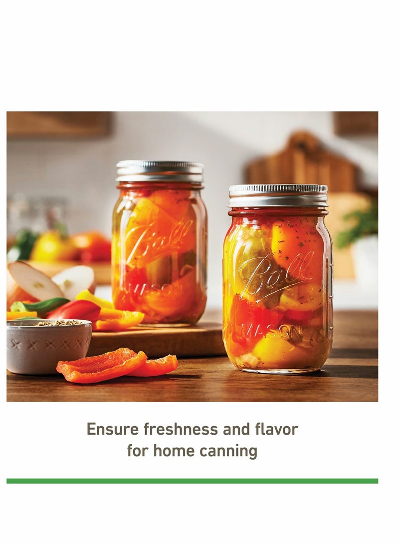 Ball Wide Mouth Jars (16 oz/Capacity) 【6 Pack】 with Airtight lids and Bands. For Canning, Fermenting, Pickling, Decor