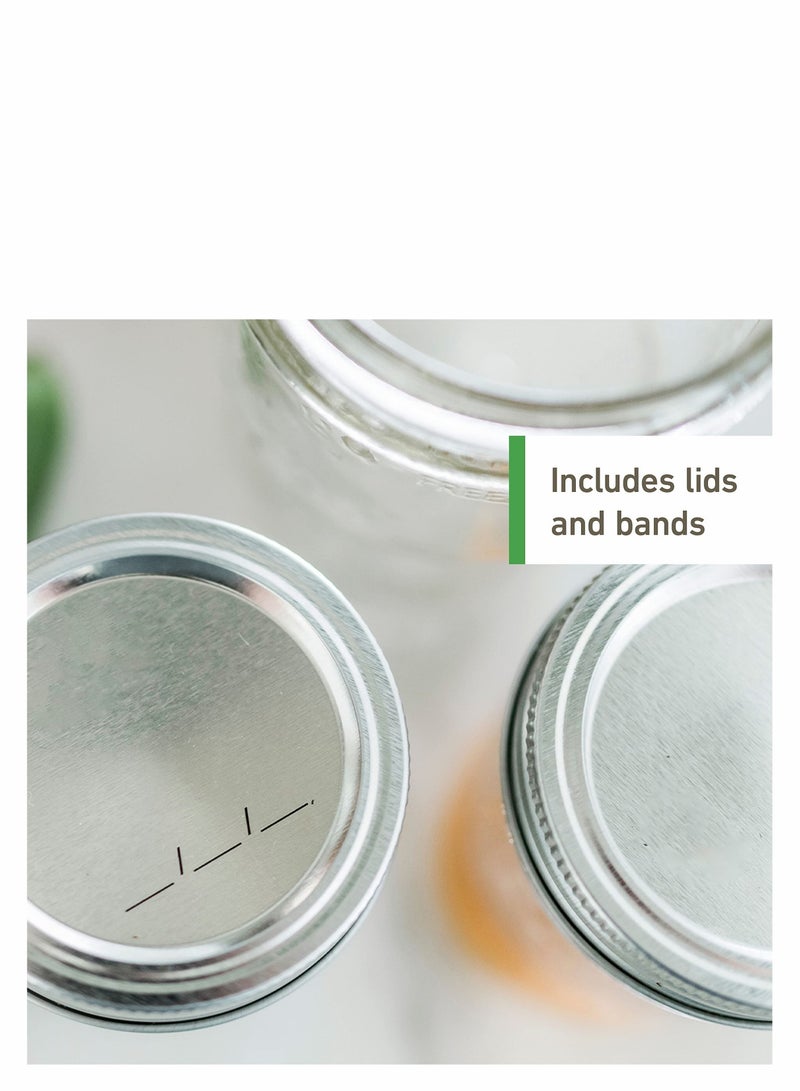 Ball Wide Mouth Jars (16 oz/Capacity) 【6 Pack】 with Airtight lids and Bands. For Canning, Fermenting, Pickling, Decor