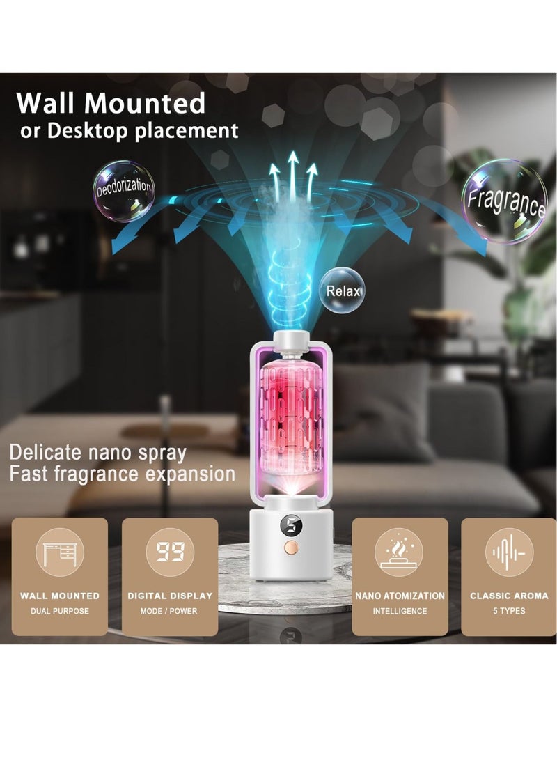 Gardenia Aromatherapy Diffusers, Essential Oil Diffuser, Wireless Wall Mounted Air Freshener, 7-Color Night Light 4 Mist Mode Aroma Humidifier, Suitable for Home Large Room Bathroom