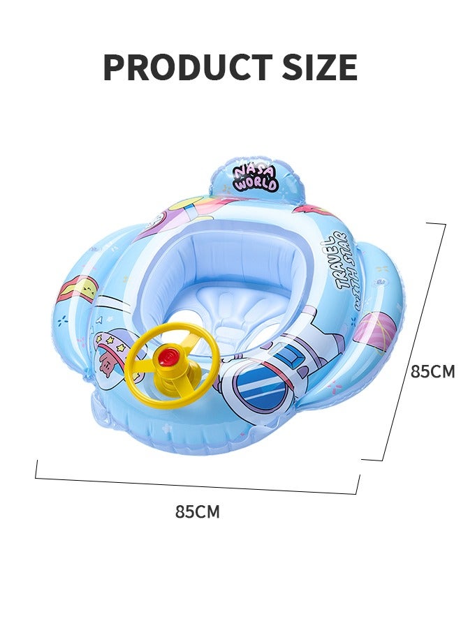 Airplane Baby Swimming Float Inflatable Pool Floaties Toys, Swim Float Seat Boat Pool Astronaut Horn Pattern Swim Ring, Outdoor Swimming Ring Seat Boat for Kids