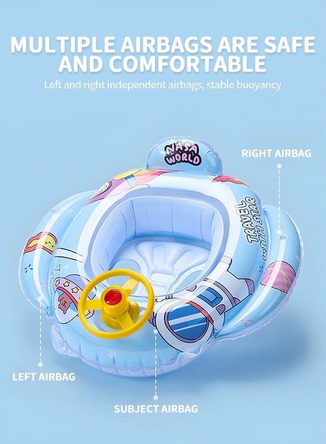 Airplane Baby Swimming Float Inflatable Pool Floaties Toys, Swim Float Seat Boat Pool Astronaut Horn Pattern Swim Ring, Outdoor Swimming Ring Seat Boat for Kids