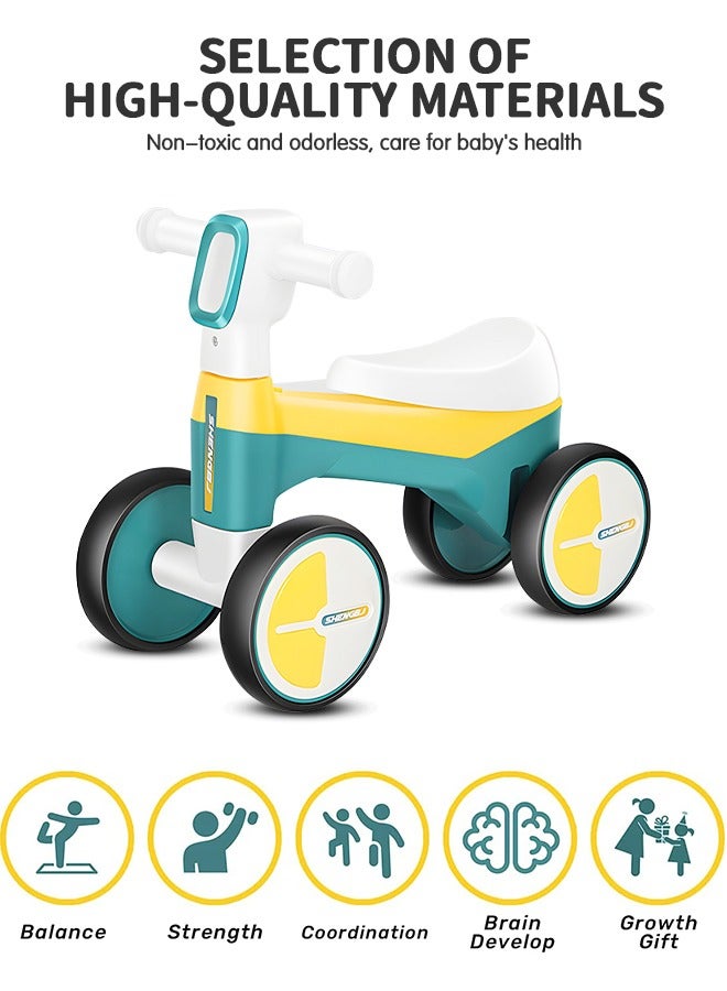 Baby Balance Bike with Music and Light, Toddler Bike Baby Walker Riding Car with 4 Silence Wheels, Baby Riding Toy, No Pedal Toddler First Bike