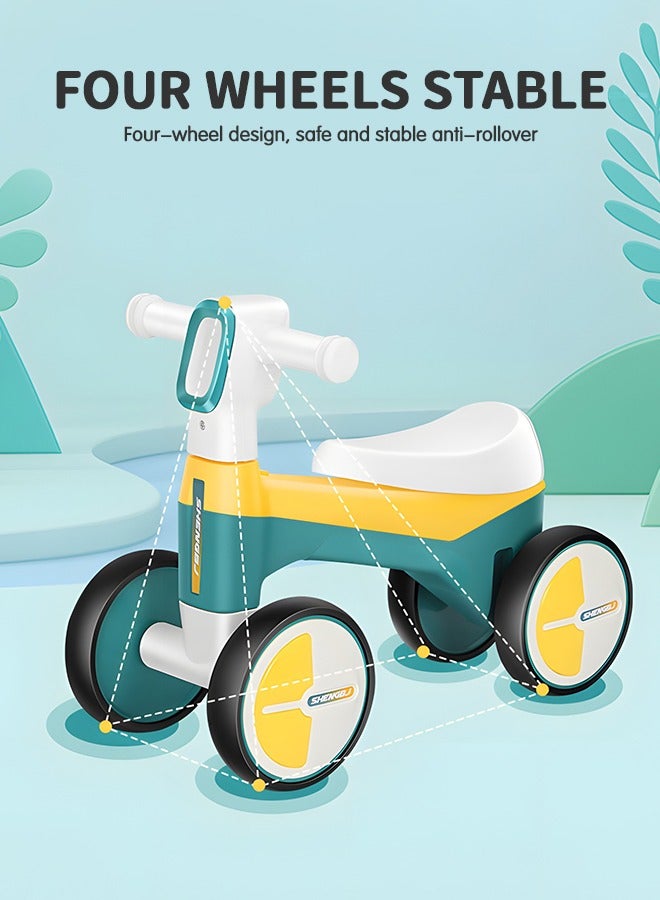 Baby Balance Bike with Music and Light, Toddler Bike Baby Walker Riding Car with 4 Silence Wheels, Baby Riding Toy, No Pedal Toddler First Bike