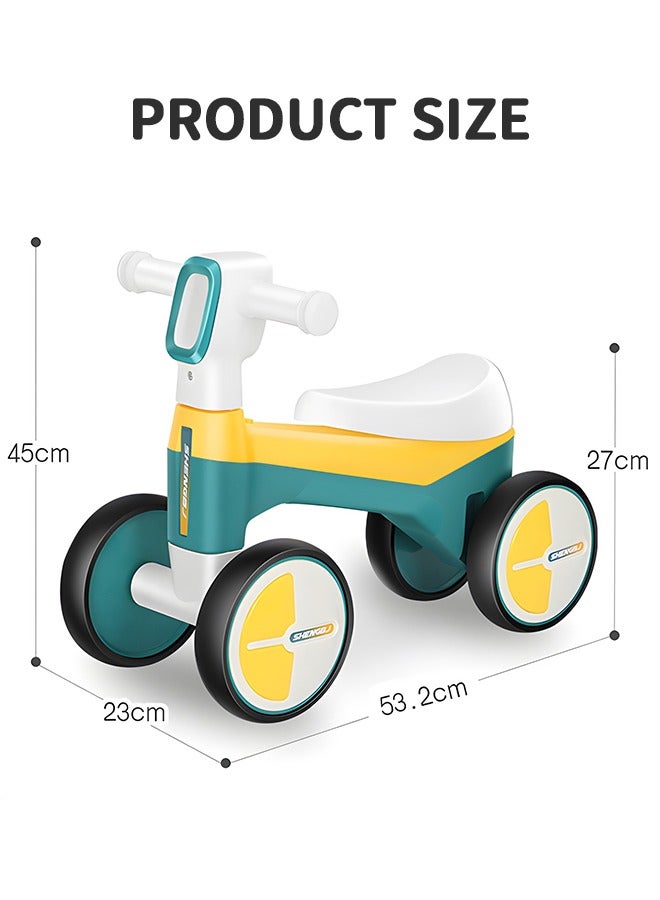 Baby Balance Bike with Music and Light, Toddler Bike Baby Walker Riding Car with 4 Silence Wheels, Baby Riding Toy, No Pedal Toddler First Bike